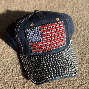 Womens Hats Beanies: DENIM CAP BLING