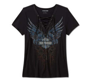 Womens Tees Shirts: Harley-Davidson Bling Dark Angel Top