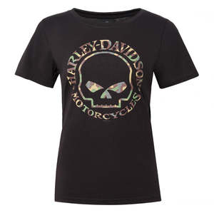 Womens Tees Shirts: Harley-Davidson Willie G Camo Ladies Tee