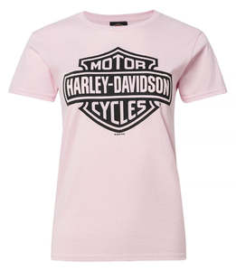 Womens Tees Shirts: Harley-Davidson Ladies Pink B&S Dealer Tee