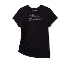 Womens Tees Shirts: Harley-Davidson Ruched Ladies Bling Top