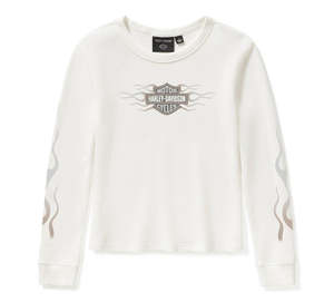 Womens Tees Shirts: Harley-Davidson Ladies Vintage Flames Knit L/S Top
