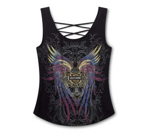 Womens Tees Shirts: Harley-Davidson Bling Moto Wing Ladies Tank