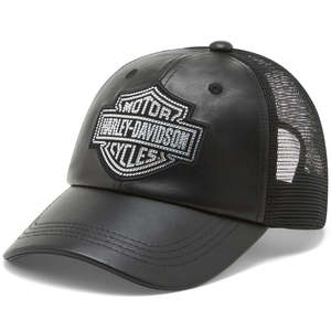 Harley-Davidson Leather Trucker Cap with Bling