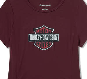 Harley-Davidson Ladies Beveled Bar & Shield Bling Top - Maroon