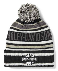 Harley-Davidson Striped Pom Pom Beanie