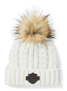 Harley-Davidson Ladies White Pom Pom Beanie