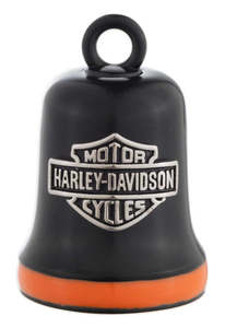 Ride Bells: Harley-Davidson Bar & Shield Blk Ride Bell with Orange Accent