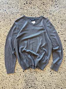 Grey Nautica Soft v-neck Knit Jumper  - L