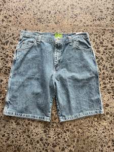 Jorts: Wrangler Hazy Blue Denim Jorts - 36W