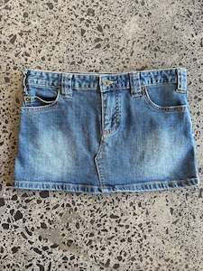Mini Skirts: Mid Blue Denim Mini Skirt - S