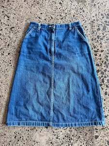 Mini Skirts: Blue Denim Midi Skirt - S
