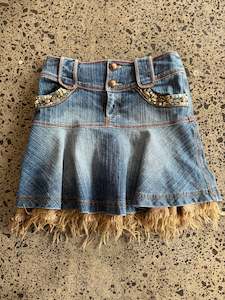 Mini Skirts: Blue Denim Mini Skirt - M
