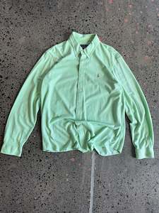 Dress Shirts: Green Button Up Ralph Lauren Shirt - 2XL