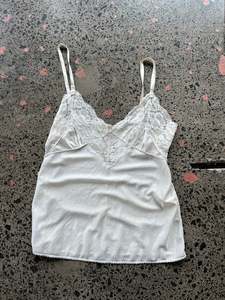 Spaghetti Strap Lacey White Cami - M