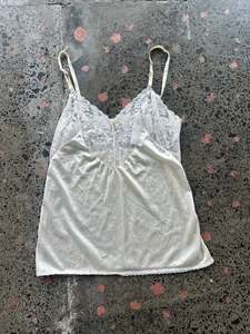 Womens Wear: Silky Beige Cami with Lace Detailing - S