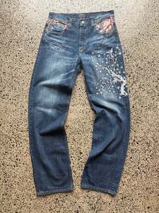 Hottest Items Right Now: Japanese Buden Embroidered Denim Jeans - 32W x 32L