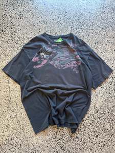 2xl: Y2K Black Embroidered Hurley T-Shirt - 2XL