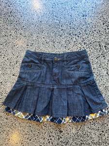 Mini Skirts: Dark Blue Pleated Mini Skirt - XS
