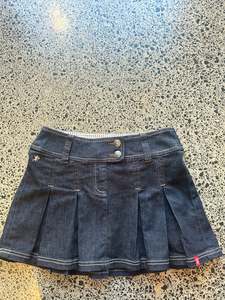 Mini Skirts: Dark Blue Pleated Mini Skirt - M