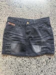 Black Denim Mini Skirt - 2XS
