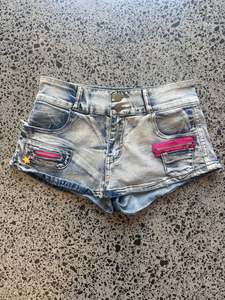Shorts: Light Wash Blue Denim Mini Shorts - S