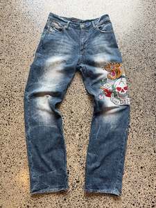 Jeans: Cool Dive Striker Japanese Embroidered Denim Jeans - 32W x 28L