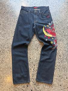 iKazuchi Japanese Embroidered Denim Jeans - 32W X 36L