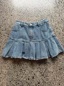 Mini Skirts: Mid blue Denim Mini Skirt - XS