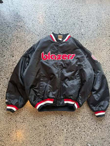 Early 2000’s Portland NBA 'Trail Blazers' Black Bomber Jacket - 3XL