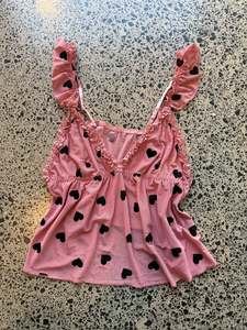 Pink & Black Hearts Fairy Top - S