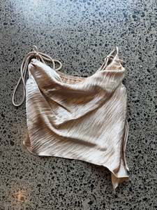 Womens Wear: Satin Top with Adjustable Tie Straps - S