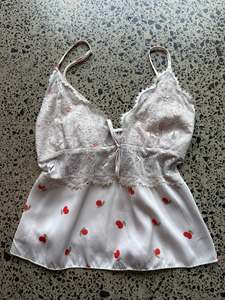 Peach Satin and Lace Cami - S