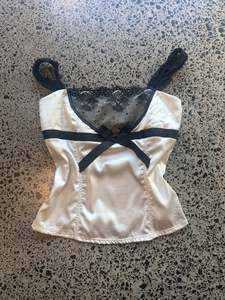 Satin Cami with Lace detailing and Bow - S