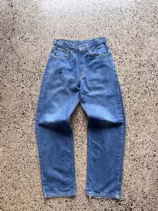 Jeans: Carhartt Dark Blue Denim Jeans - 30W by 32L