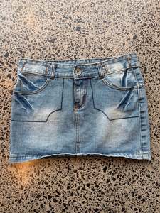 Mini Skirts: Light Blue Denim Mini Skirt - L