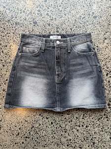 Mini Skirts: Black Denim Mini Skirt with Sun Fade - 2XS
