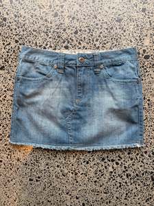 Mini Skirts: Mid Wash Denim Mini Skirt - XL