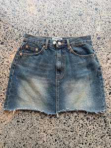 Mini Skirts: Mid Wash Denim Mini Skirt - XS