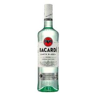 Bacardi white rum 37.5% alc/vol - 1L - Rolly Inn Liquor