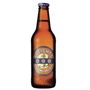 Products: Speights Gold Medal Ale 12 pack 330ml bottle 4% alc/vol - Rolly Inn Liquor