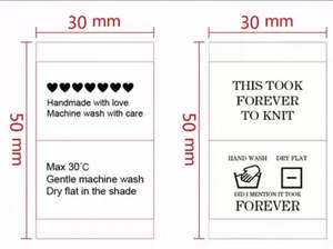 Tools: Washing Labels Hand wash or Machine Wash