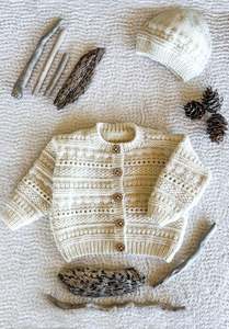 Lowen Cardi and Hat BC150 in 8 Ply