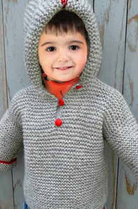 Natural Chunky 14 Ply Childs Garter Stitch Hooded Jacket P191