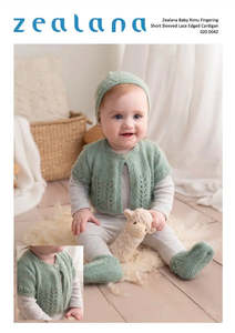 4 Ply Petterns: Rimu Fingering The Short Sleeved Lace Edged Cardigan 020.0042 Pattern