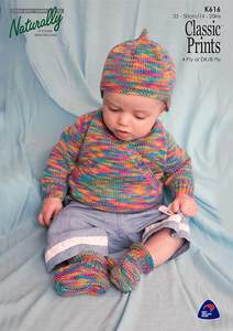 4 Ply Petterns: Naturally K616 Cross-over Cardigan, Hat & Booties