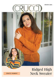 12 Ply Pattern: Crucci Knitting Pattern 2403 Ridged High Neck Sweater