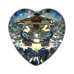 Button Box Crystal Heart Design 20mm