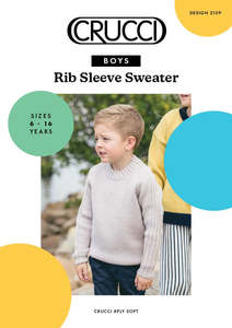 Children: Crucci Knitting Pattern 2109 Boys Rib Sleeve Sweater