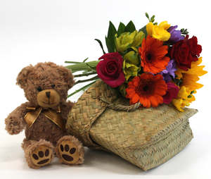Beary Handsome Newborn Gift - Teddy & Flowers Auckland